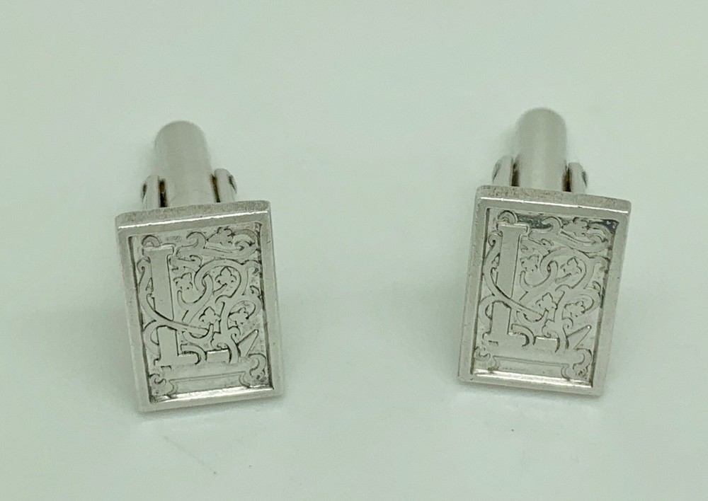 Vintage Sterling Silver William Morris Art Nouveau Initial L Cufflinks