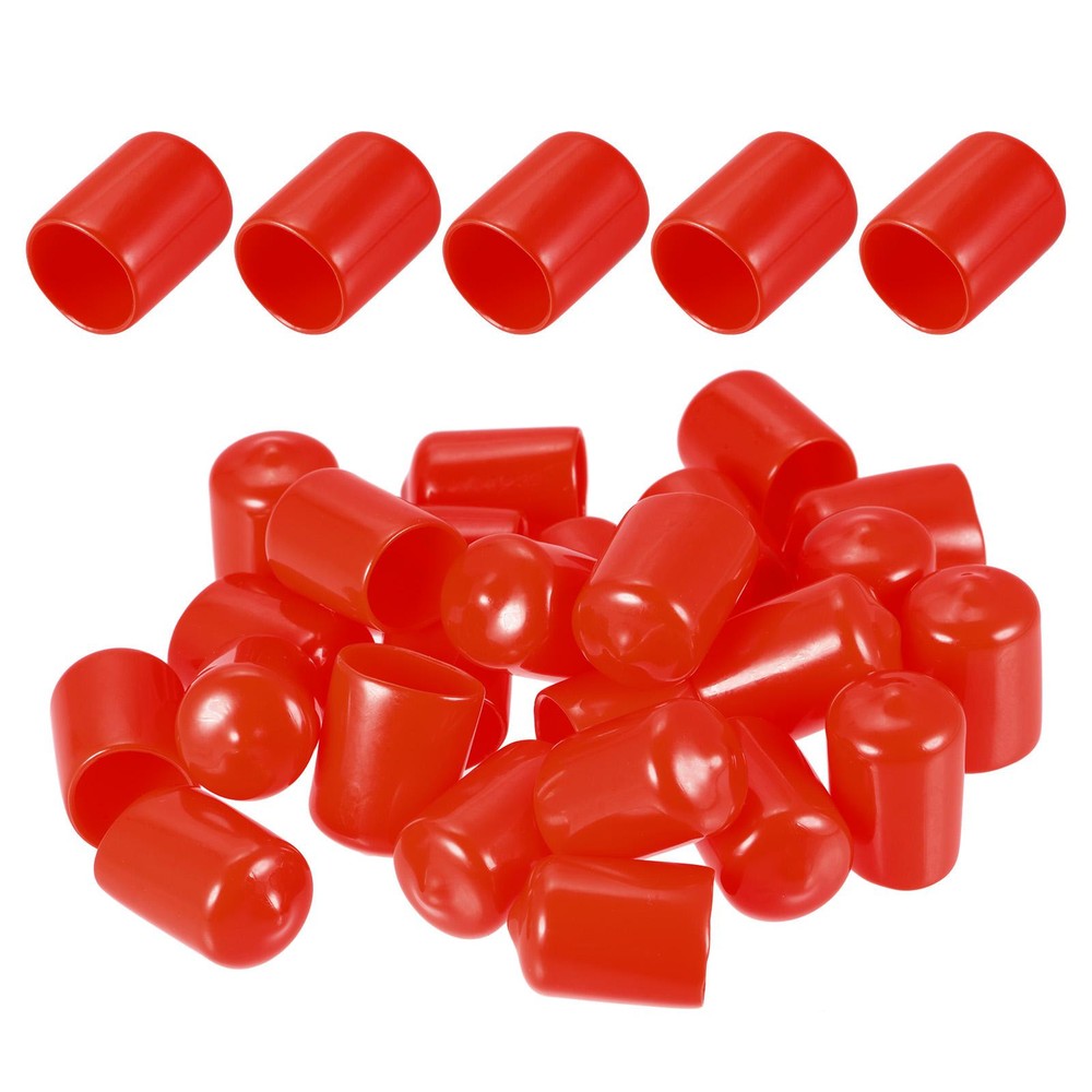 25-Pack 15mm ID Red Rubber Screw Thread Protector Caps for Bolts