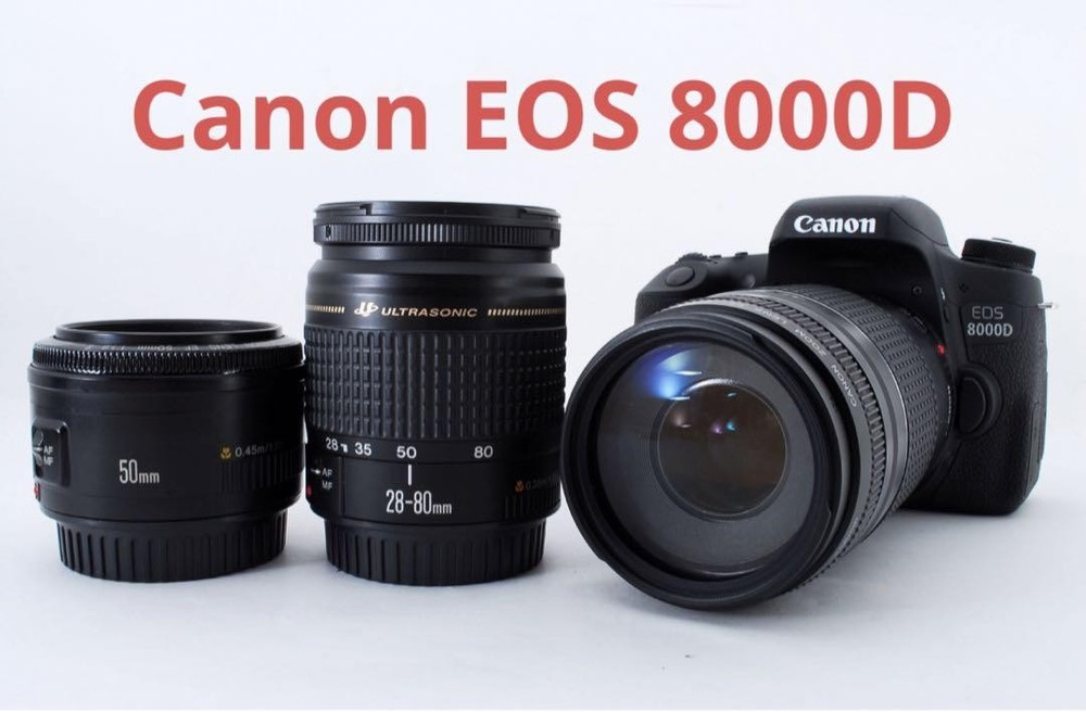 Canon EOS 8000D DSLR Camera with Standard Telephoto Triple Lens Kit