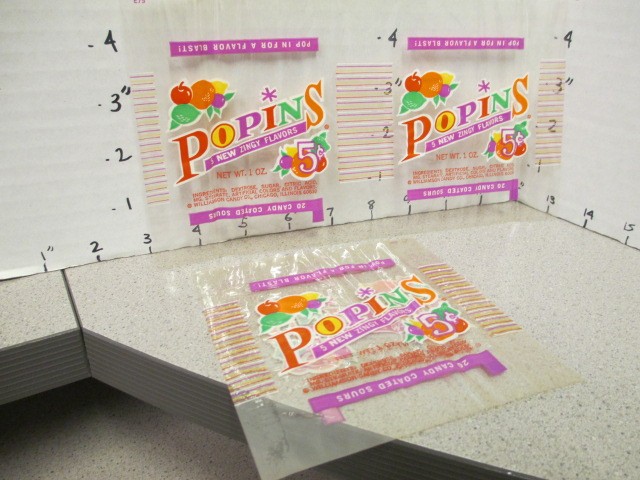 1960s Williamson Candy POPINS Sour Fruit Bar 1oz Wrapper 5c Vintage