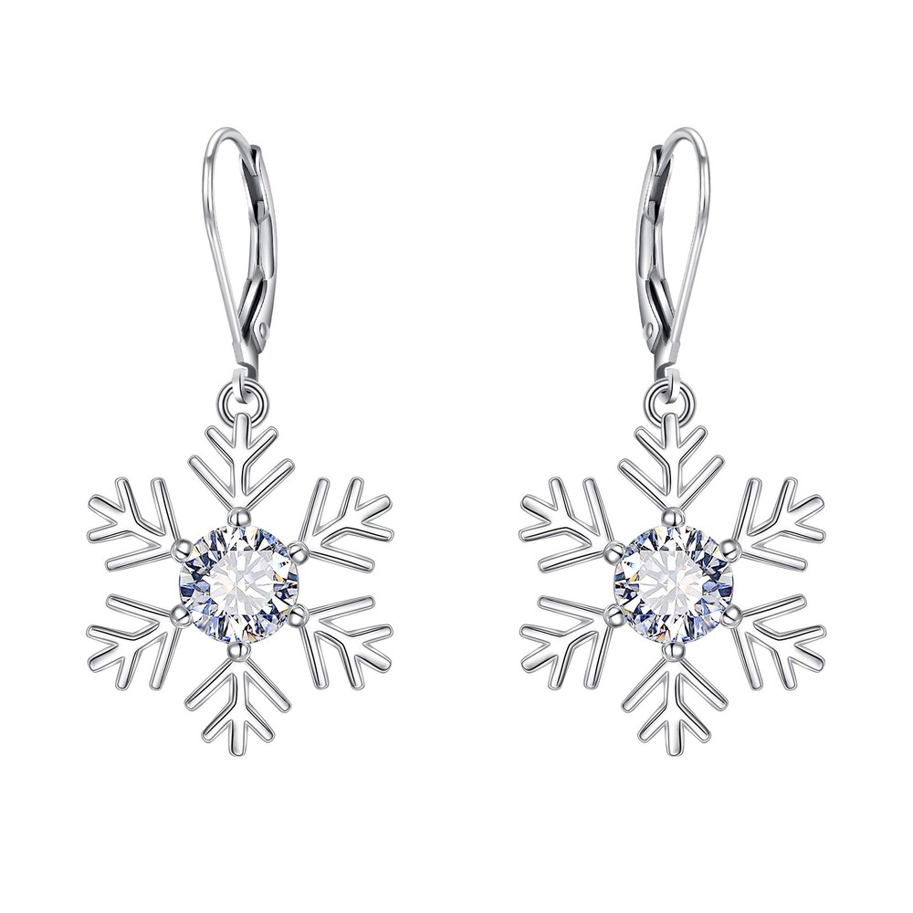 Cosol Winter Snowflake Earrings in 925 Sterling Silver with Cubic Zirconia