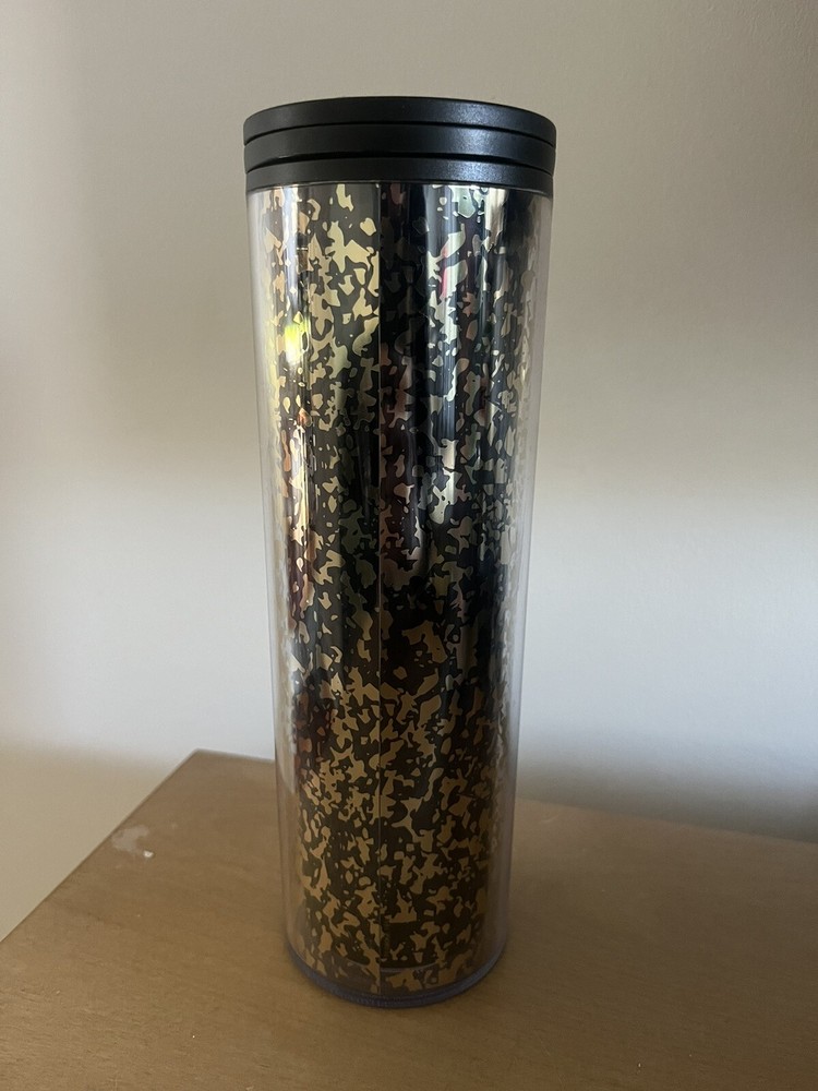 Starbucks Travel Tumbler Coffee Hot Cold Black Gold Flakes 16oz Holiday 2019