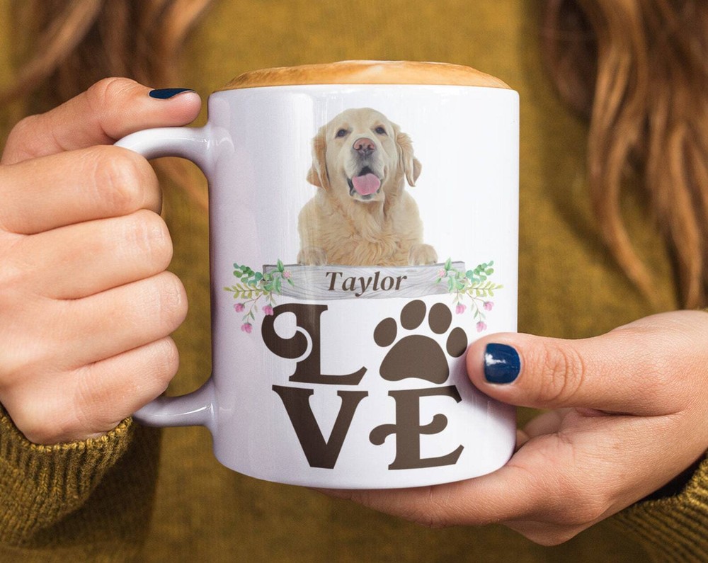 Golden Retriever Personalized Dog Name Mug Custom Dog Breed Love My Dog Golden