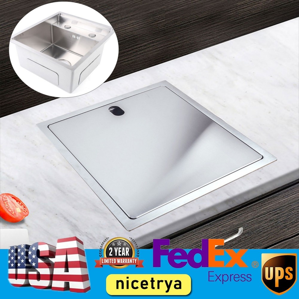 Stainless Steel Single Bowl Kitchen Sink with Drain Folding Faucet Strainer