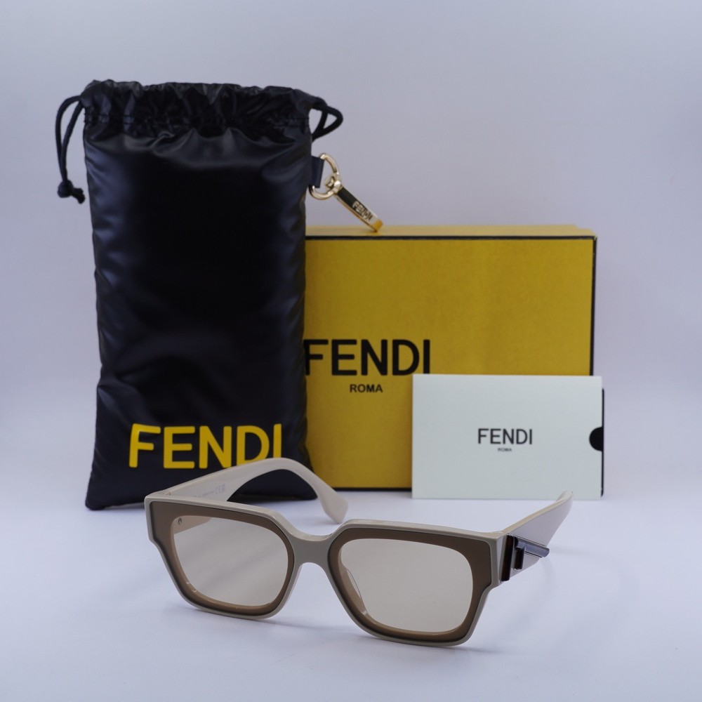 Fendi FE40099I 57E Beige/Brown 63-12-140 Sunglasses New Authentic