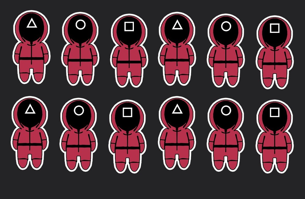 Squid Game Soldier Cake Toppers Set of 12 for Themed Parties