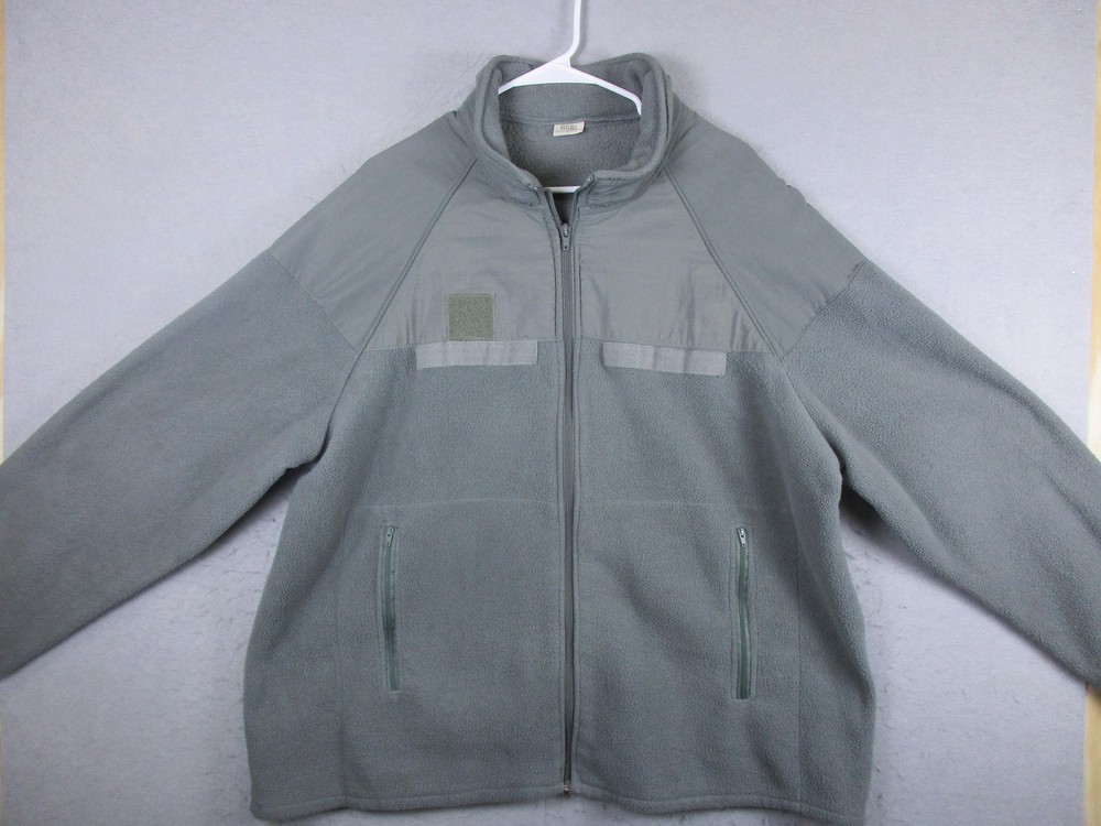 RGBI Jacket Mens Large Gray Fleece Military Tactical Full Zip Pockets Army USA