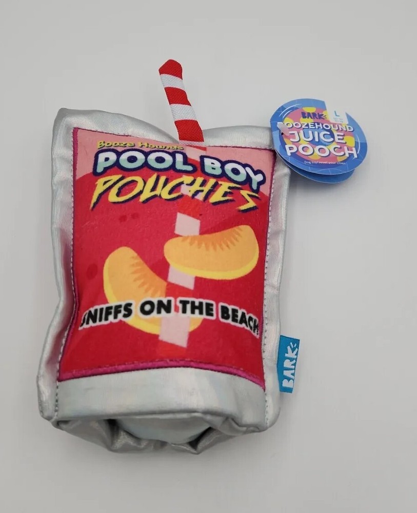 Bark Box Plush Dog Toy Crinkle Large Boozehound Juice Pooch Sniffs on the Beach