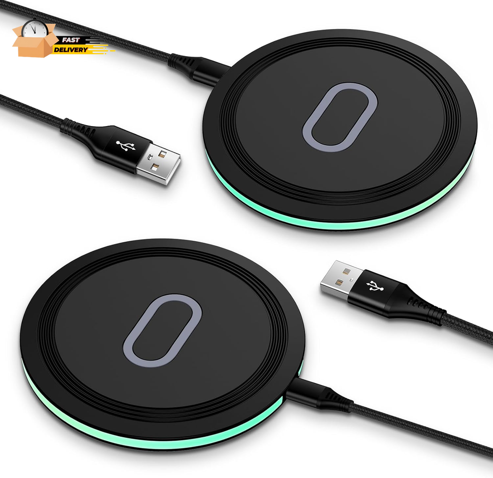Samsung Fast Wireless Charger Pad, 2 Pack 15W Wireless Charging Pad Fast Chargin