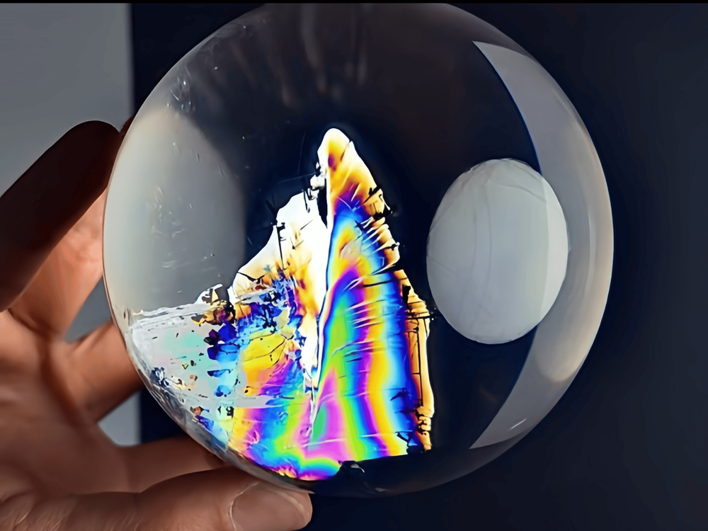 3.43LB Top Natural Clear Quartz Rainbow Ball Crystal sphere Healing Decor 100mm