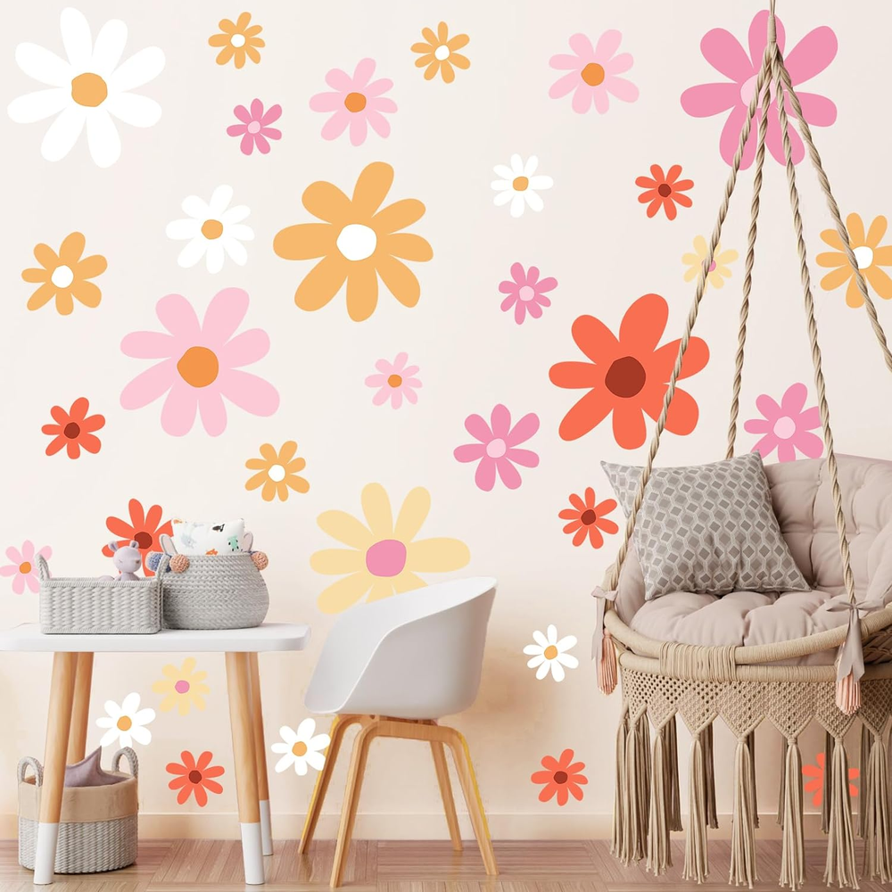 12 Sheets Daisy Wall Decals Flower Wall Stickers Large Daisy Wall Stickers Daisy