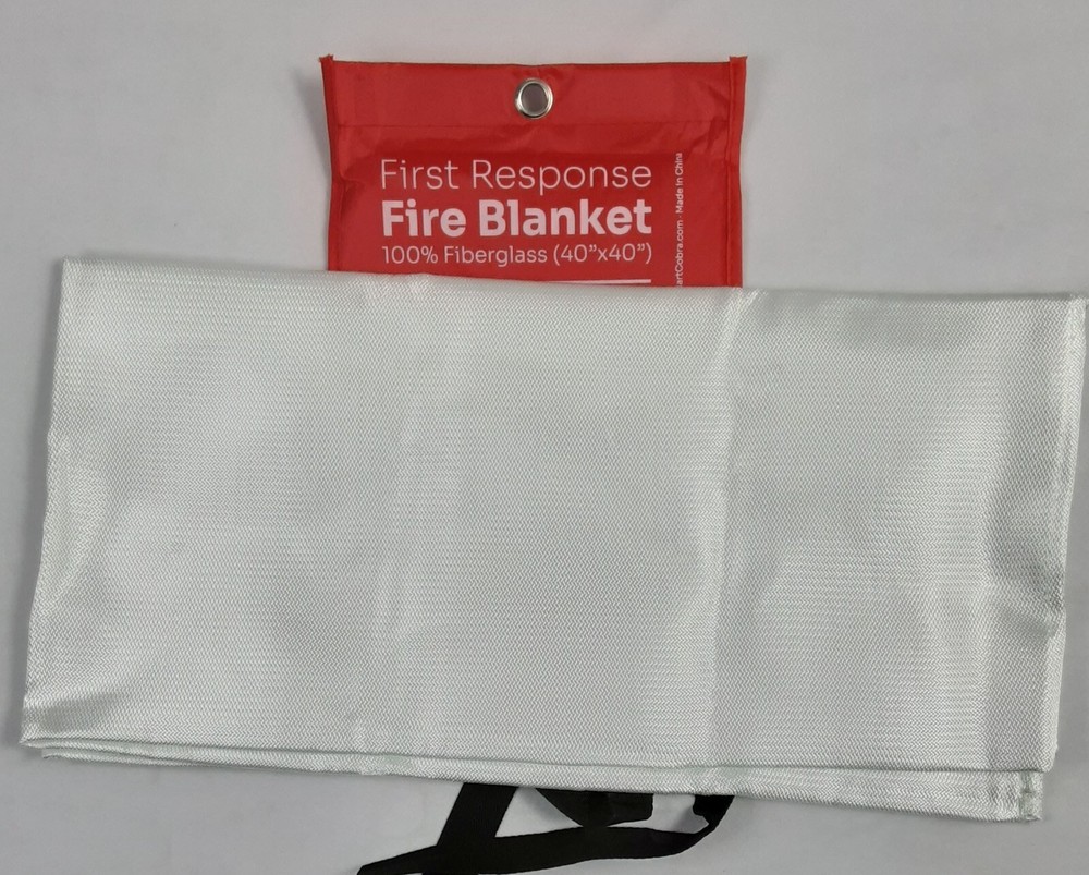 New, 40” x 40” White FIRST REPONSE 100% Fiberglass Fire Blanket