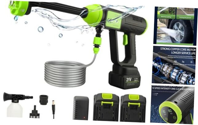 Portable Cordless Pressure Washer with Brushless Motor for Cars and Outdoor Cleaning  