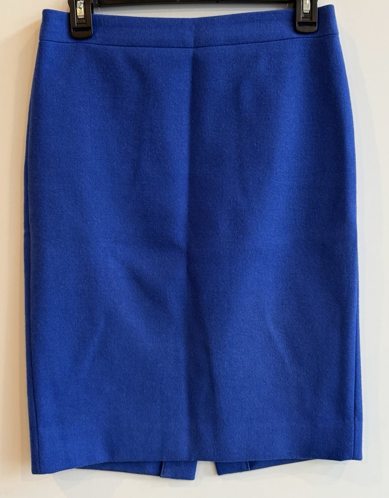 J. Crew Women’s 2 Wool Pencil Skirt No. 2 Blue Style 88707 Lined