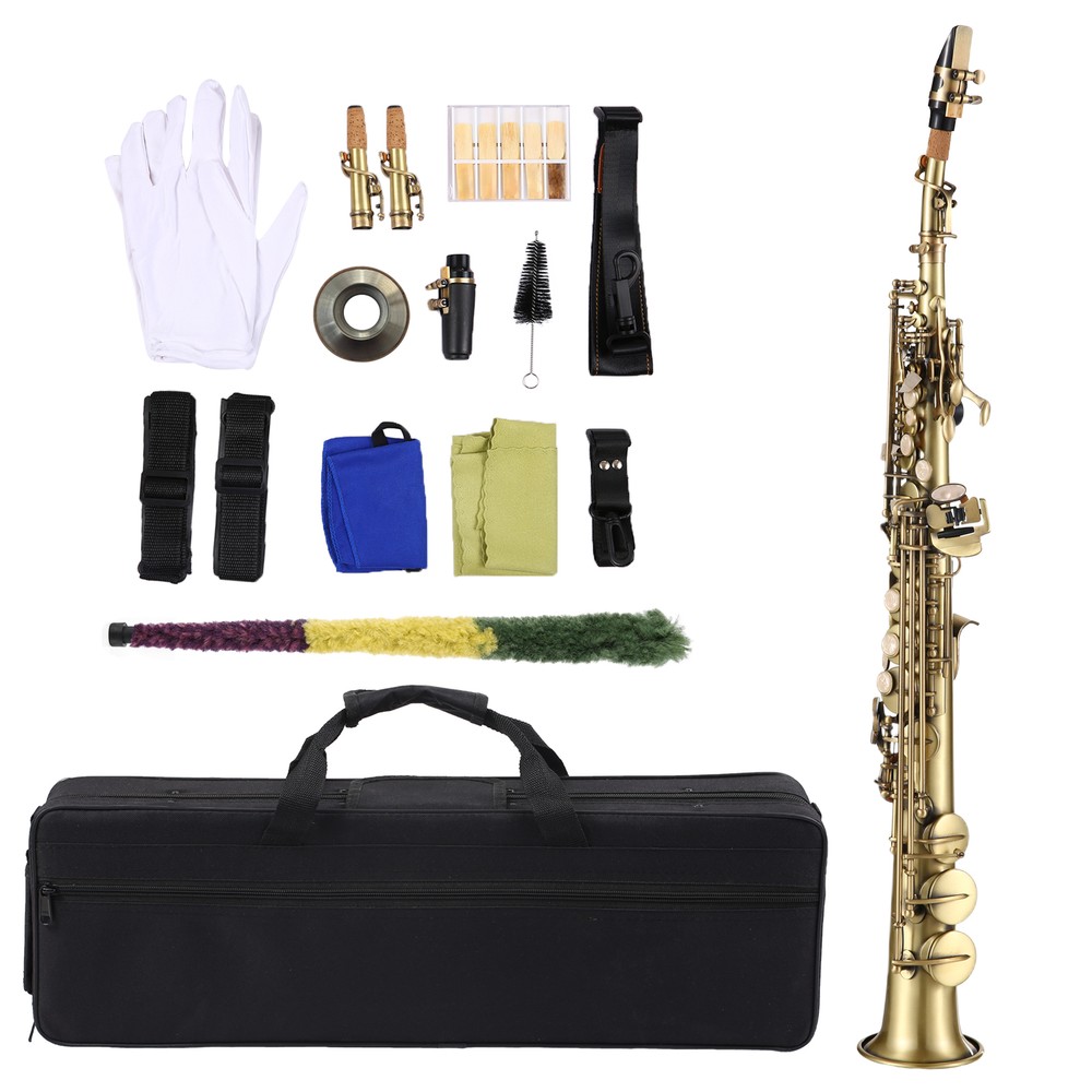 Straight Soprano Saxophone Brass Nickel Plated Bb Sax Woodwind Instrument R1O4