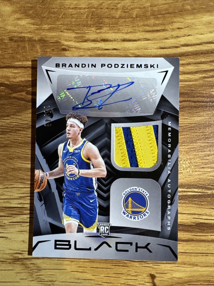 2023 Panini Black Brandin Podziemski Rookie Auto  /49 RPA 2 Color Patch Prizm