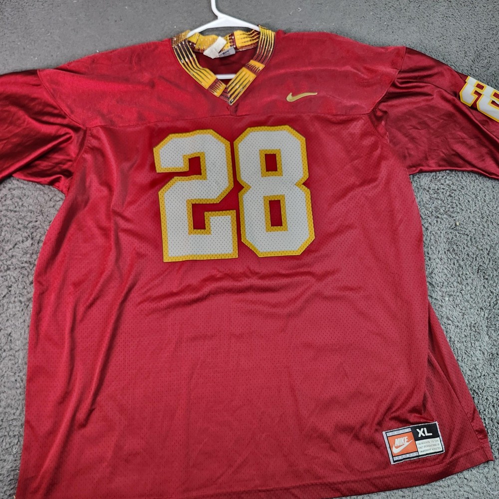 Vintage Nike Team Sports Football Jersey Shirt Mens XL Red 28 Mesh V-Neck