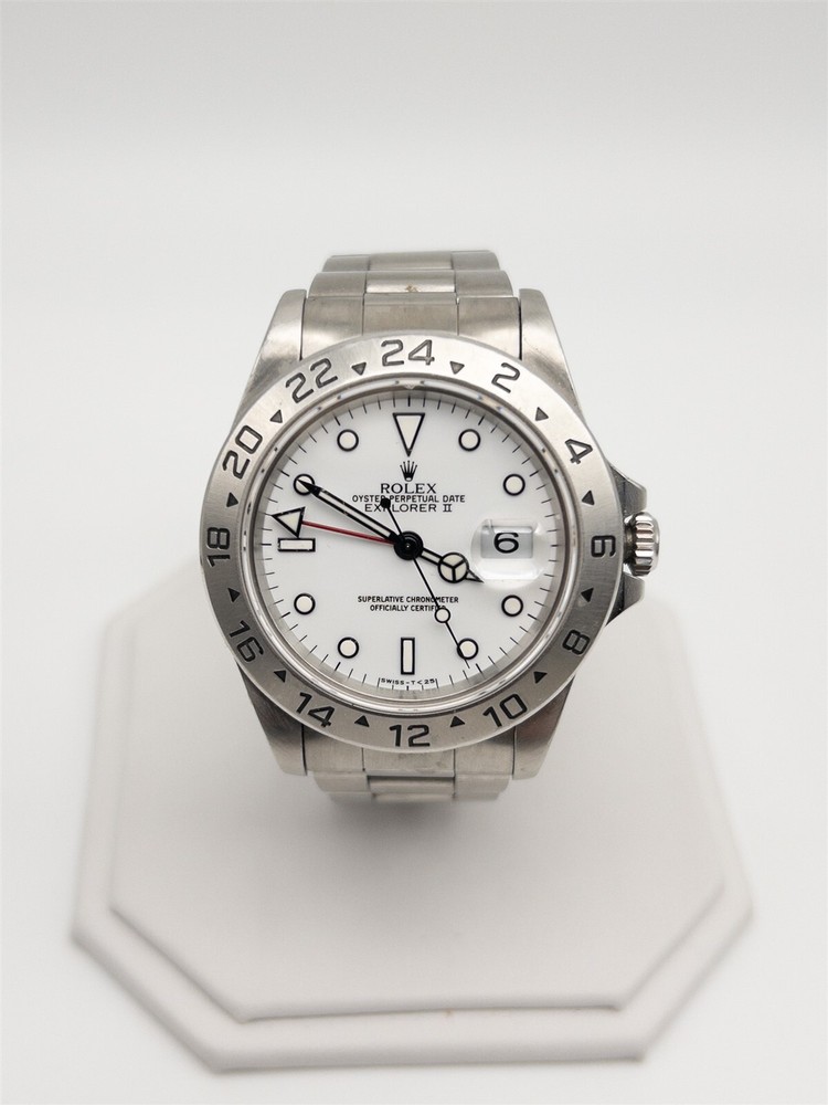 RARE Rolex Explorer II Ref 16570 Stainless Steel Men's White Dial 40mm Serviced Watch