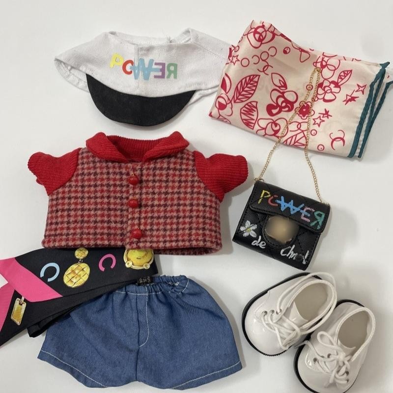 Labubu 15/17cm Doll Clothes Handmade Costume Power Style Outfit in Red or Blue