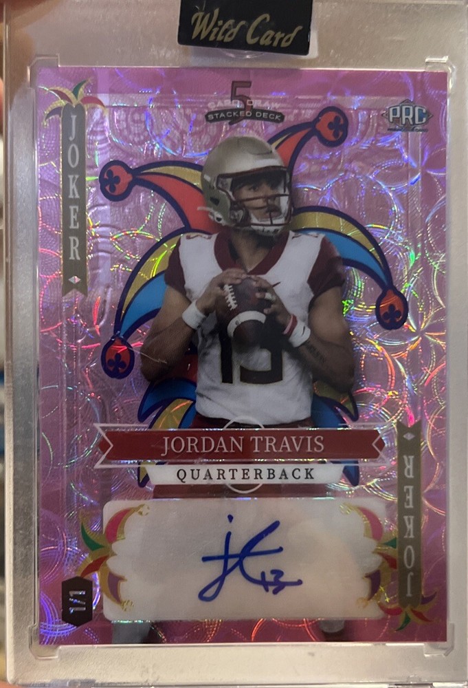 1/1 AUTOGRAPH Jordan Travis Joker PINK Wild Card 5 Card Draw