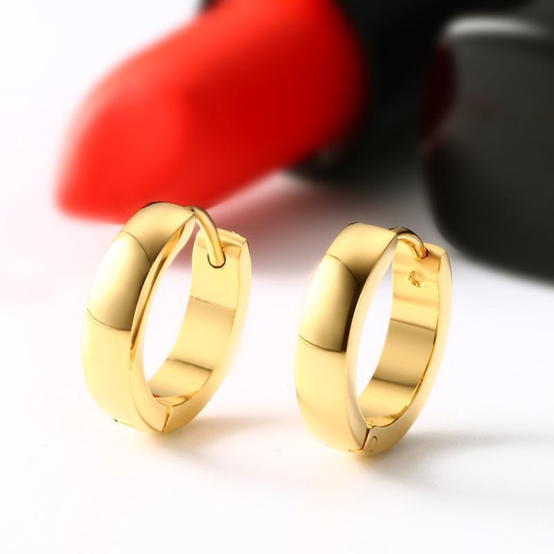 Titanium Steel Ear Clip 18K Gold Earrings Simple Jewelry For Women Gift Memorial