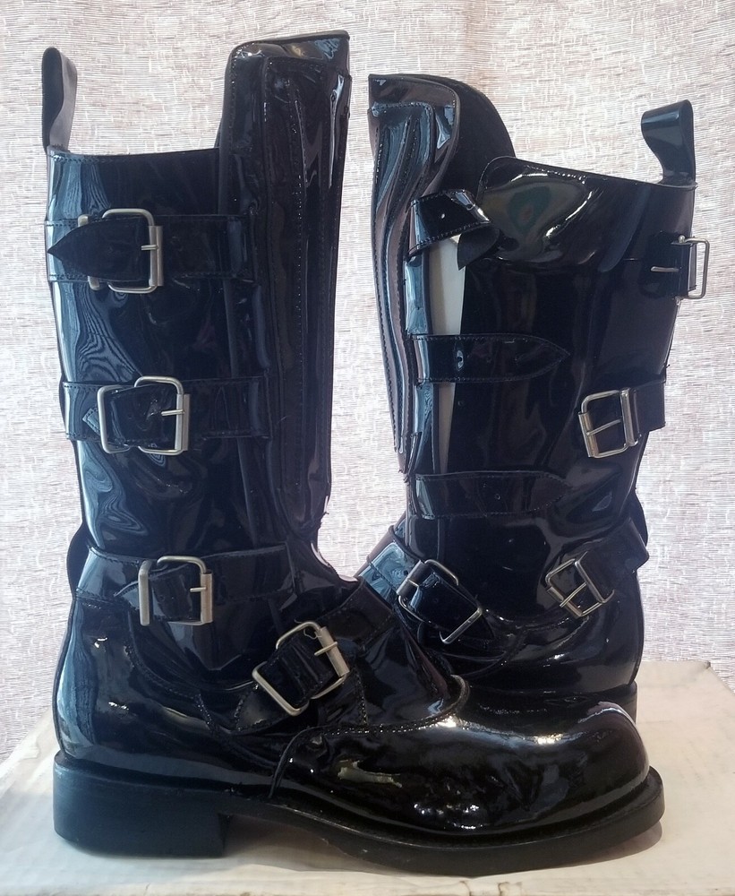 T.U.K. m3070 Patent Leather Moto Boot Buckle Combat Men's US size 9 Gripfast