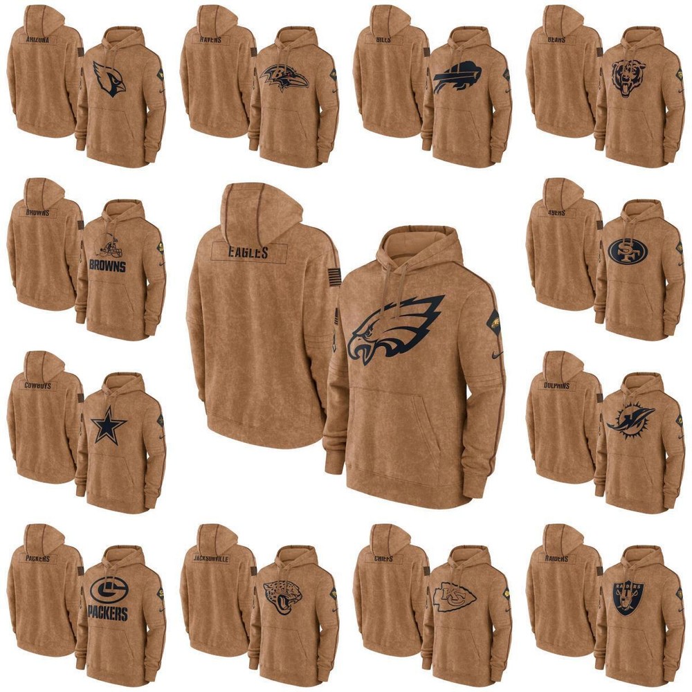 Adult Men's Salute to Service Club American Football Pullover Hoodie Brown 23