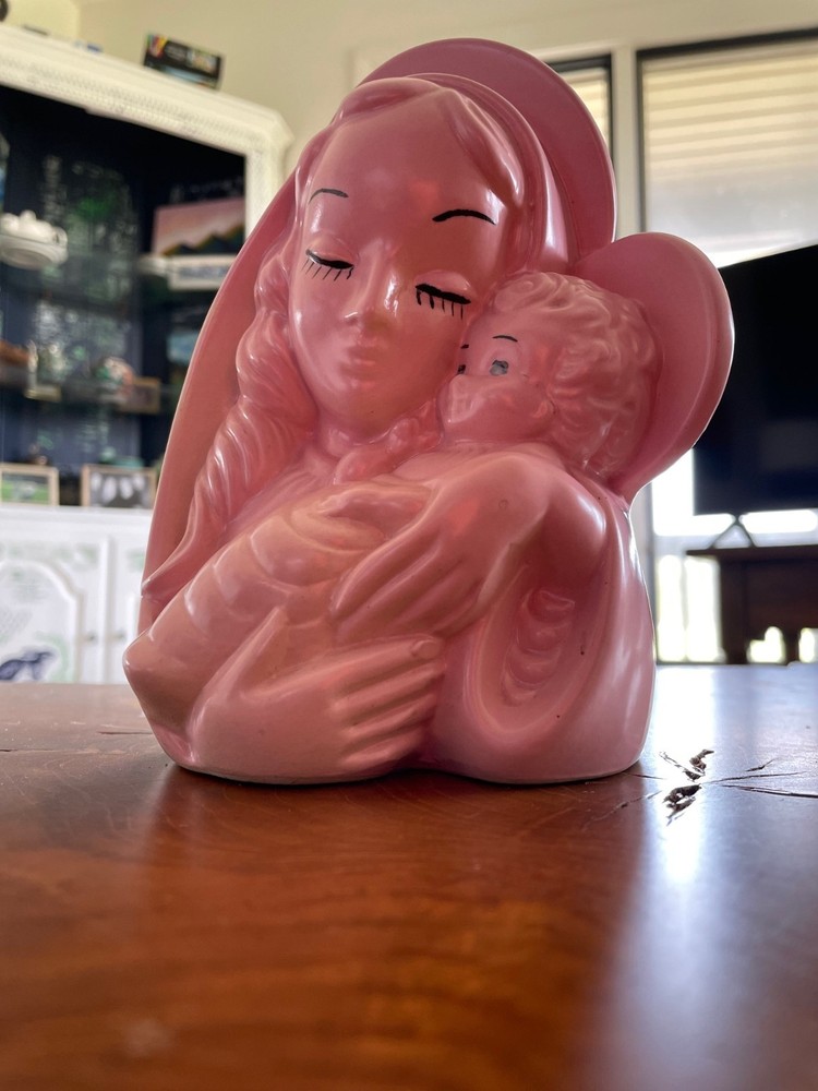 Vintage Hull Pottery Vase Planter Virgin Mary & Jesus Madonna & Child