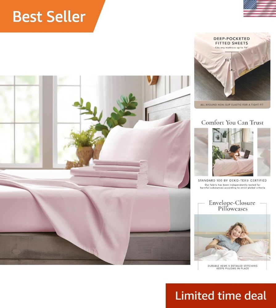 4-Piece King Bamboo Viscose Sheet Set – Breathable & Soft