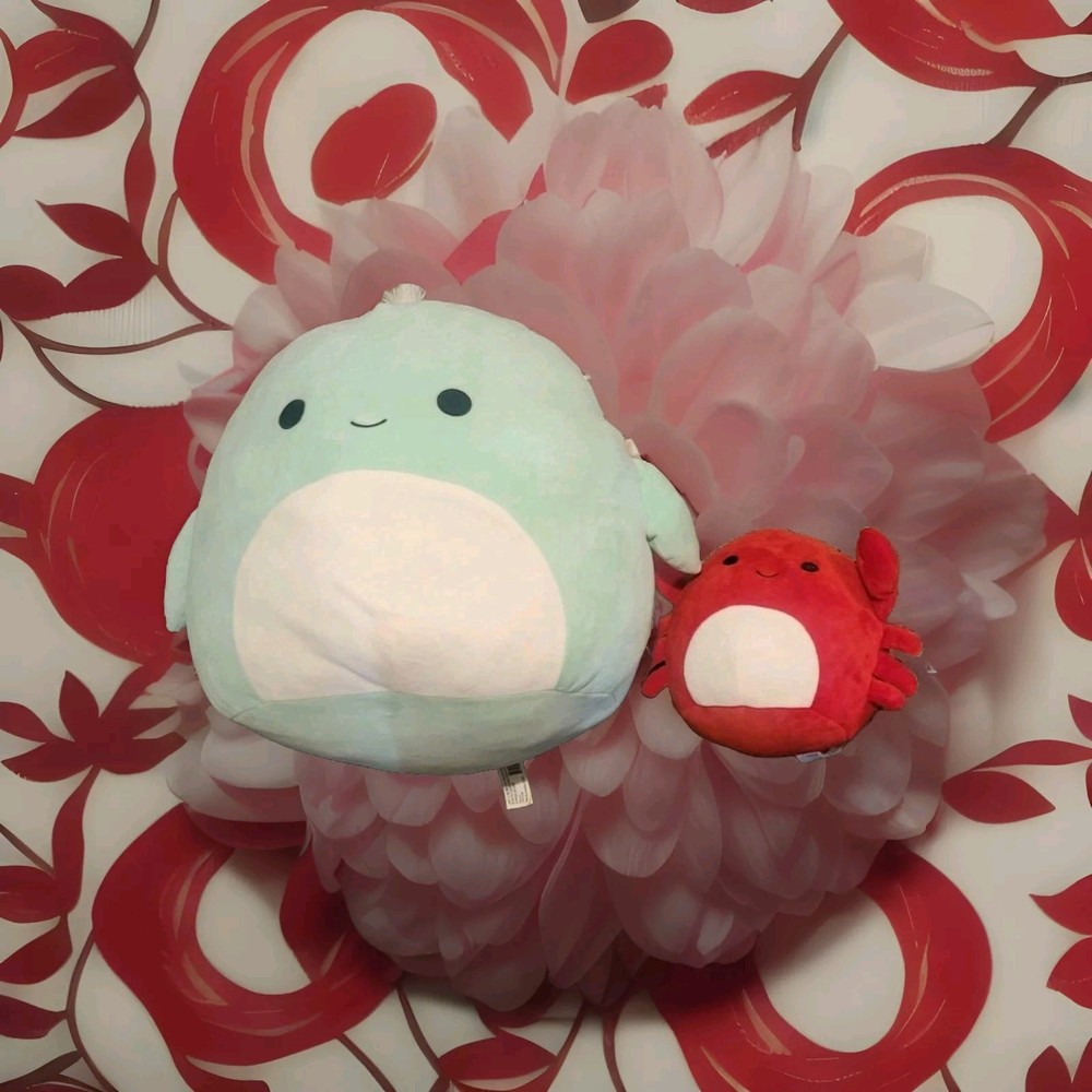 15 Inch Squishmallow Sea Turtle & 8 Inch Crab Plush Set  