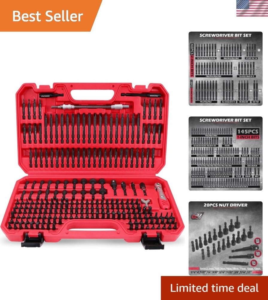 232-Piece Impact Driver Bit Set in Durable Chrome Vanadium for Fastening Tasks