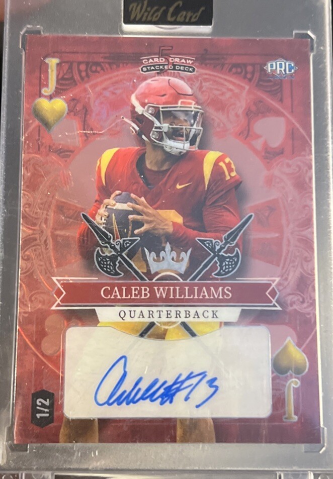1/2 AUTO CALEB WILLIAMS 5 Card Draw Red Jack Of Hearts Wildcard