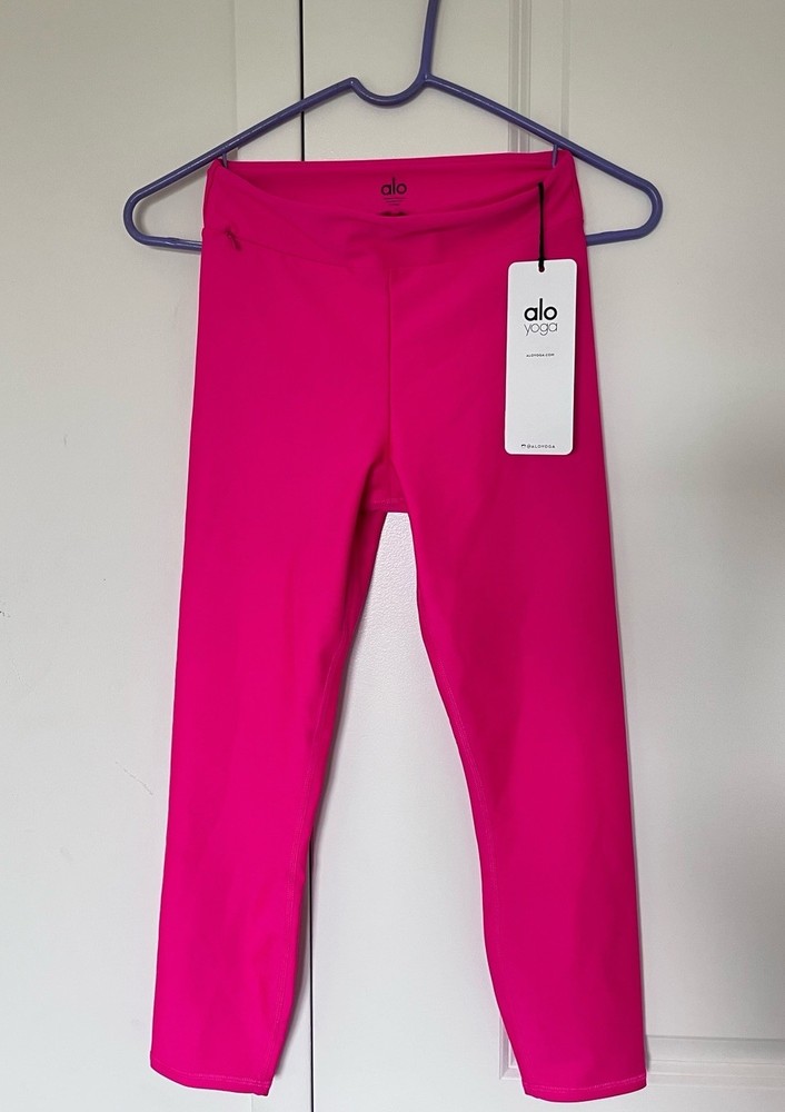 Alo Yoga Airlift High Waist Zip Capri Leggings in Neon Pink Size XXS