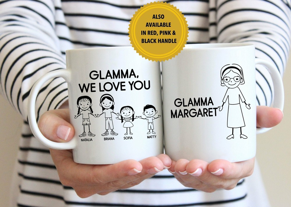 Unique Glamma Grandmother Gift Mug L Personalized Stick Figure Family L