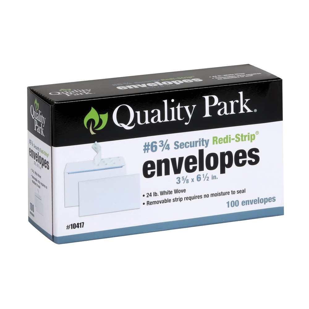 Quality Park #6 3/4 Self-Seal Security Envelopes, Security Tint and Pattern, ...