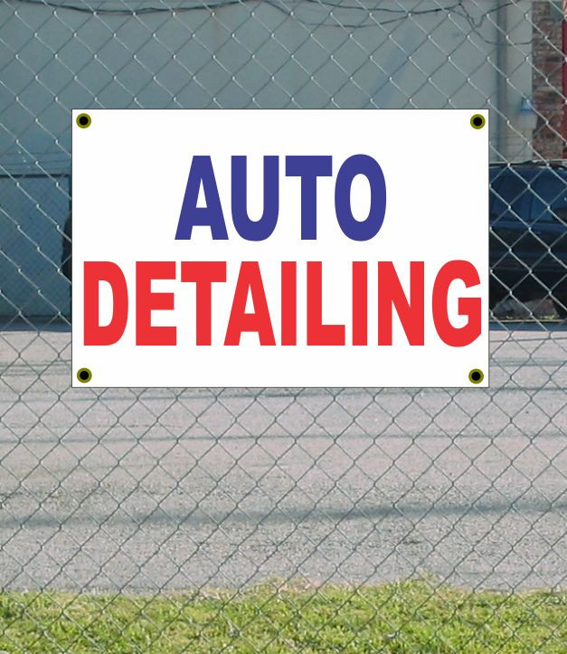 2x3 Red White Blue Auto Detailing Banner Sign Discount Size & Price
