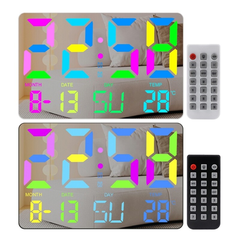 Digital Alarm Clock Large LED Display with 2 Alarms Remote Control Desk Wall