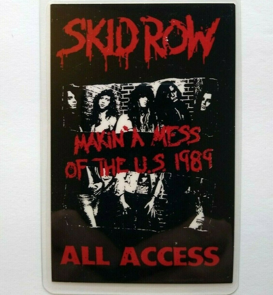 Skid Row Backstage Pass Making A Mess Tour Hard Rock Music 1989 Laminated Orig.