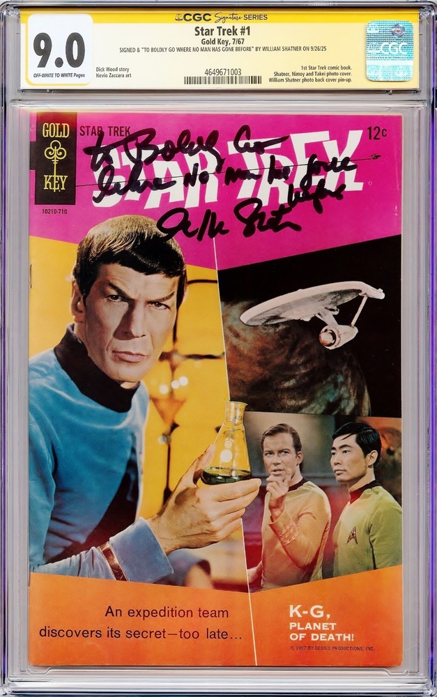 STAR TREK #1 (1967) CGC 9.0 SS Signed William Shatner, +