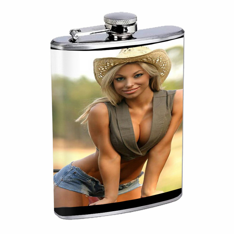 Hot Cowgirls D15 Flask 8oz Stainless Steel Hip Drinking Whiskey