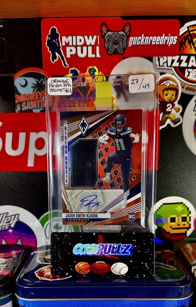 2023 Phoenix Jaxon Smith-Njigba Orange Rising Rookie Helmet Relic Rpa AUTO /49