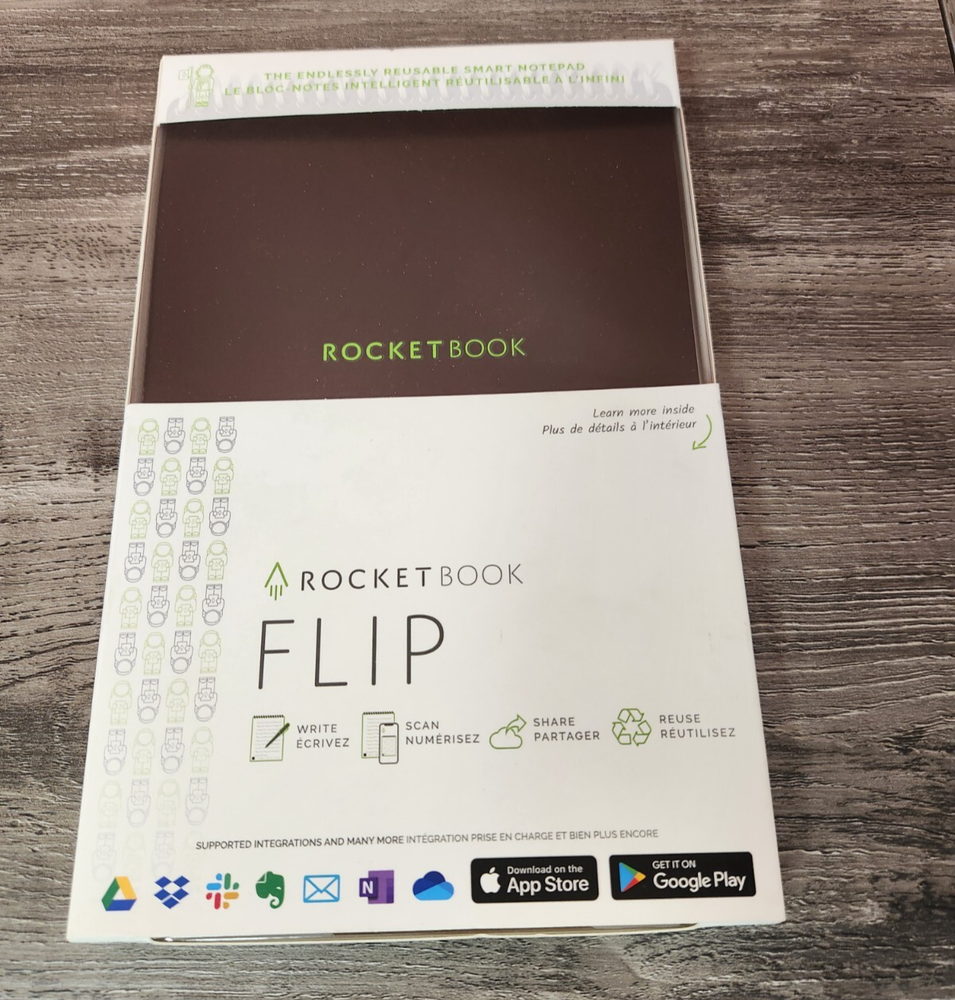 Rocketbook Flip Smart Notepad 6x8 Lined Dot Grid 18 Sheets Black Reusable Notebook