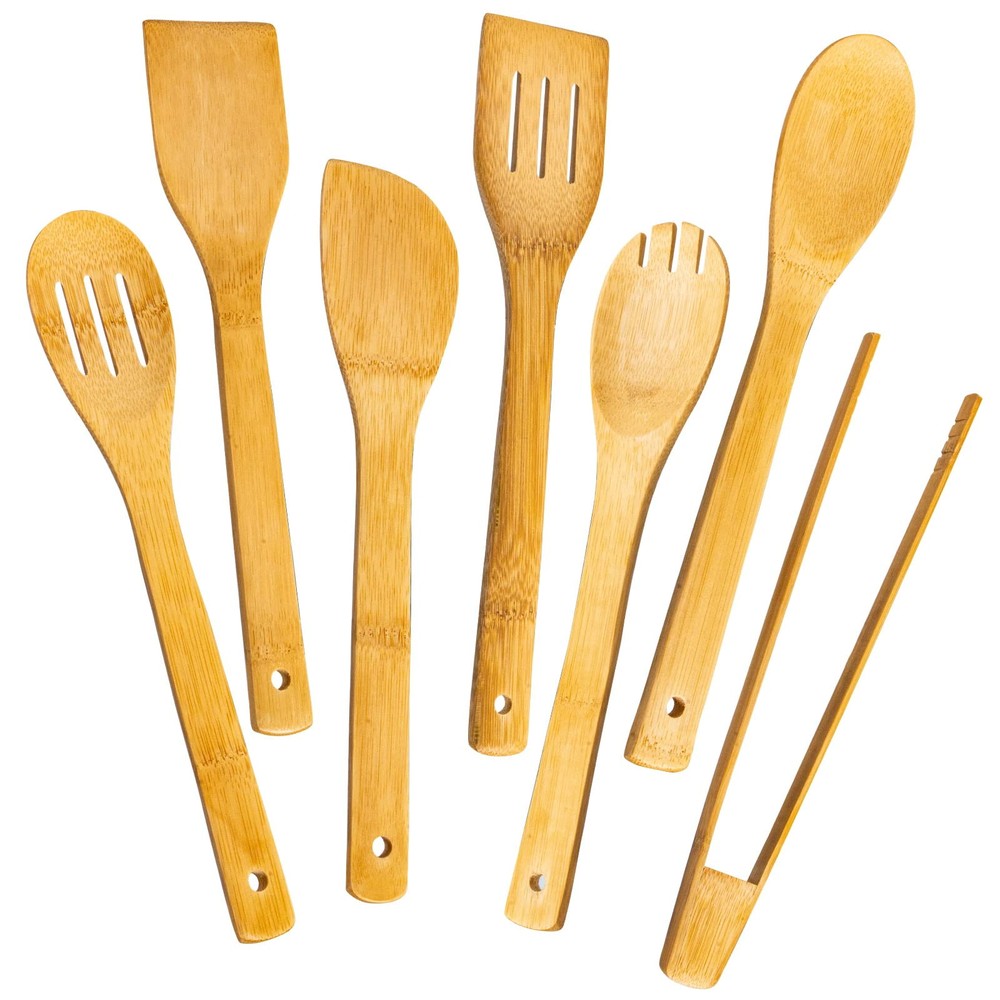 Wooden Spoons for Cooking 7-Piece, Kitchen Nonstick Bamboo Cooking Utensils S...