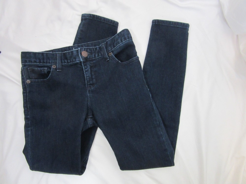 Gap Kids Jeans Girls Blue Denim Super Skinny Dark Adjustable Waist Size 10 Reg