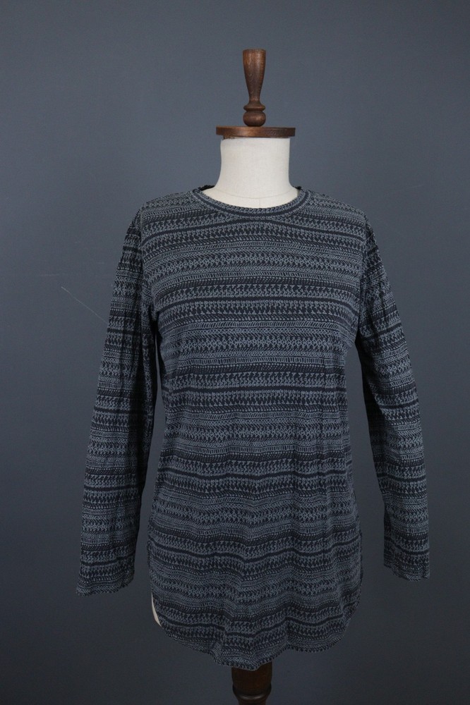 Marimekko Multi Geometric Lyocell Long Sleeve Crew Neck Pullover Blouse Top Sz M