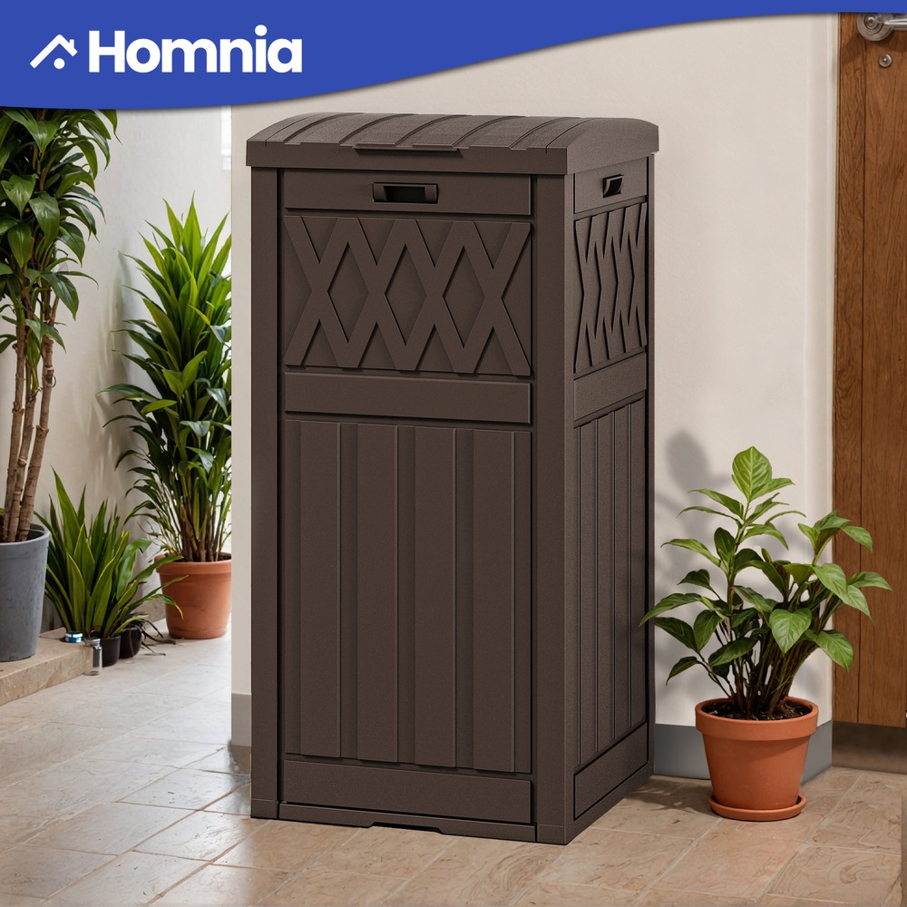 33 Gallon Outdoor Trash Bin Storage Can Garbage Kitchen Waste Lock Odorless Tray