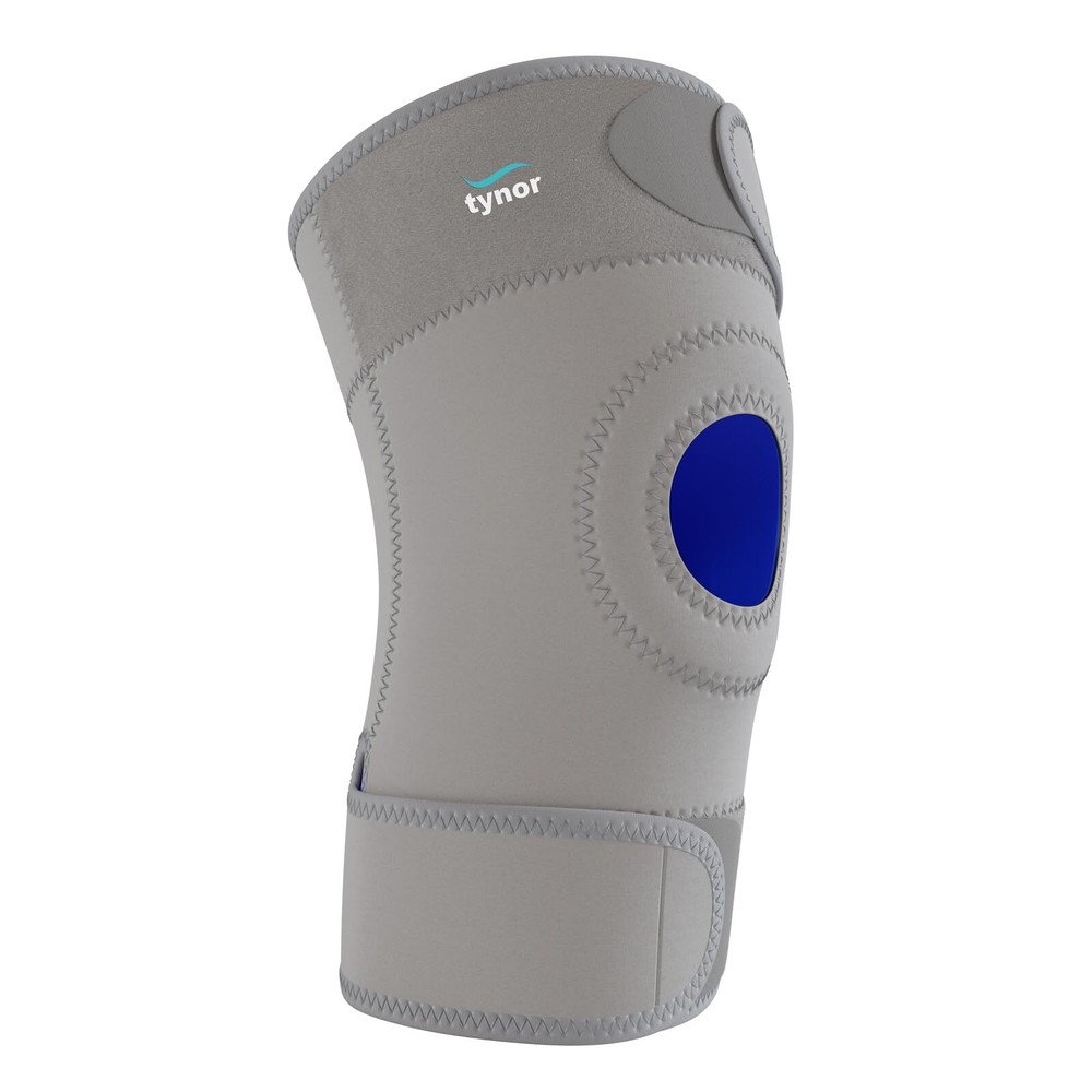Adjustable XXL Grey Neoprene Knee Brace with Patellar Pad and Non Slip Compression