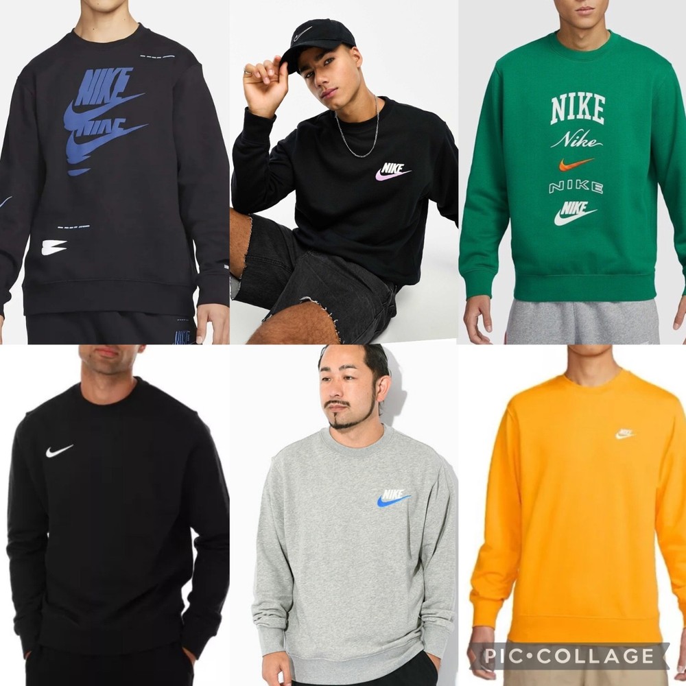 NIKE MENS CLUB CREW NECK FLEECE SWEATSHIRT SPORTSWEAR JUMPER TOP BLACK,NAVY SML