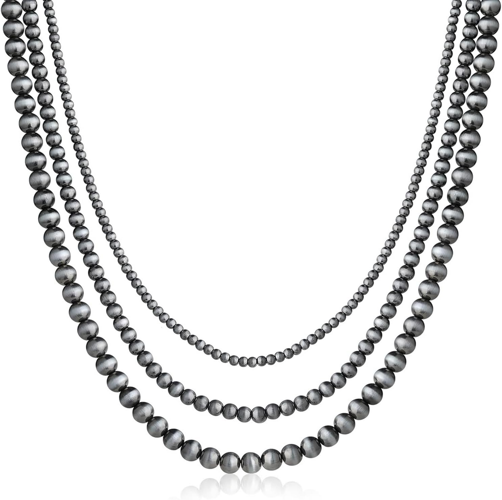 Western Navajo Pearl Necklace for Women Boho Beaded Layered Necklace Western Acc