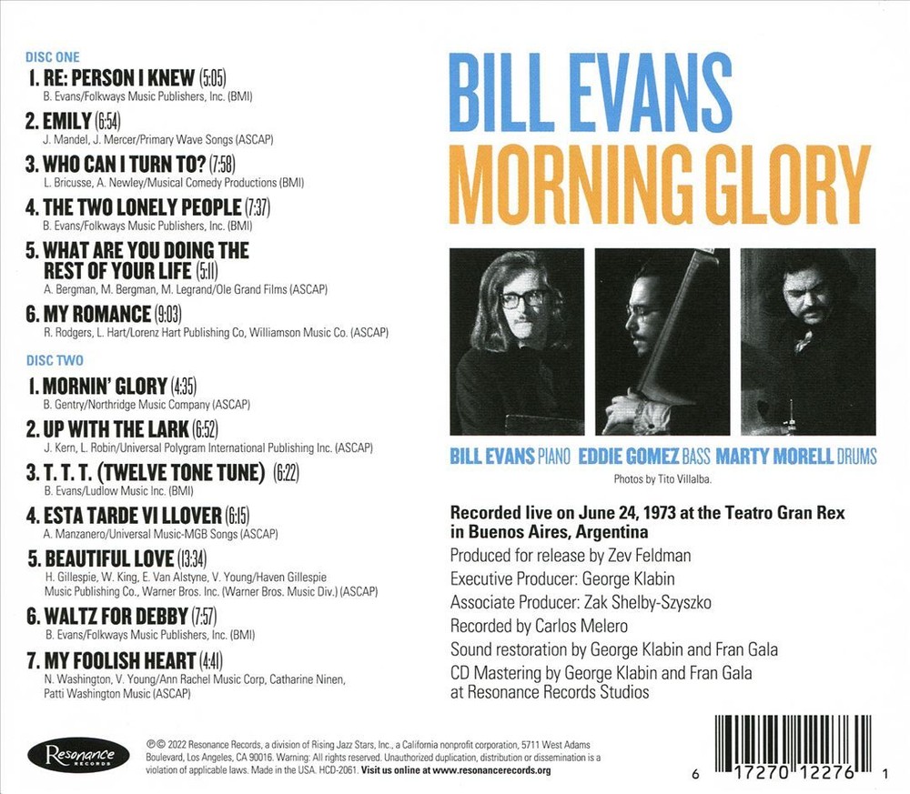 BILL EVANS MORNING GLORY: THE 1973 CONCERT AT THE TEATRO GRAM REX, BUENOS AIRES